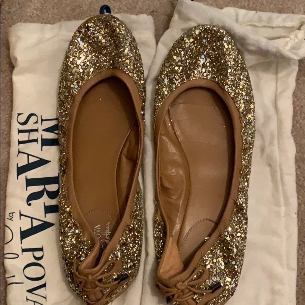 Sparkly gold Maria Sharapova for Cole Haan flats